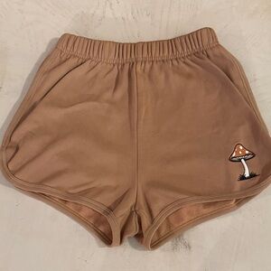 Lemon Cake Women's Fleece Track Shorts with Mushroom Embroidery - Medium